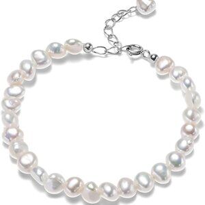 Natural Freshwater Baroque Pearl Link Bracelet Women's Elegant Jewelry
